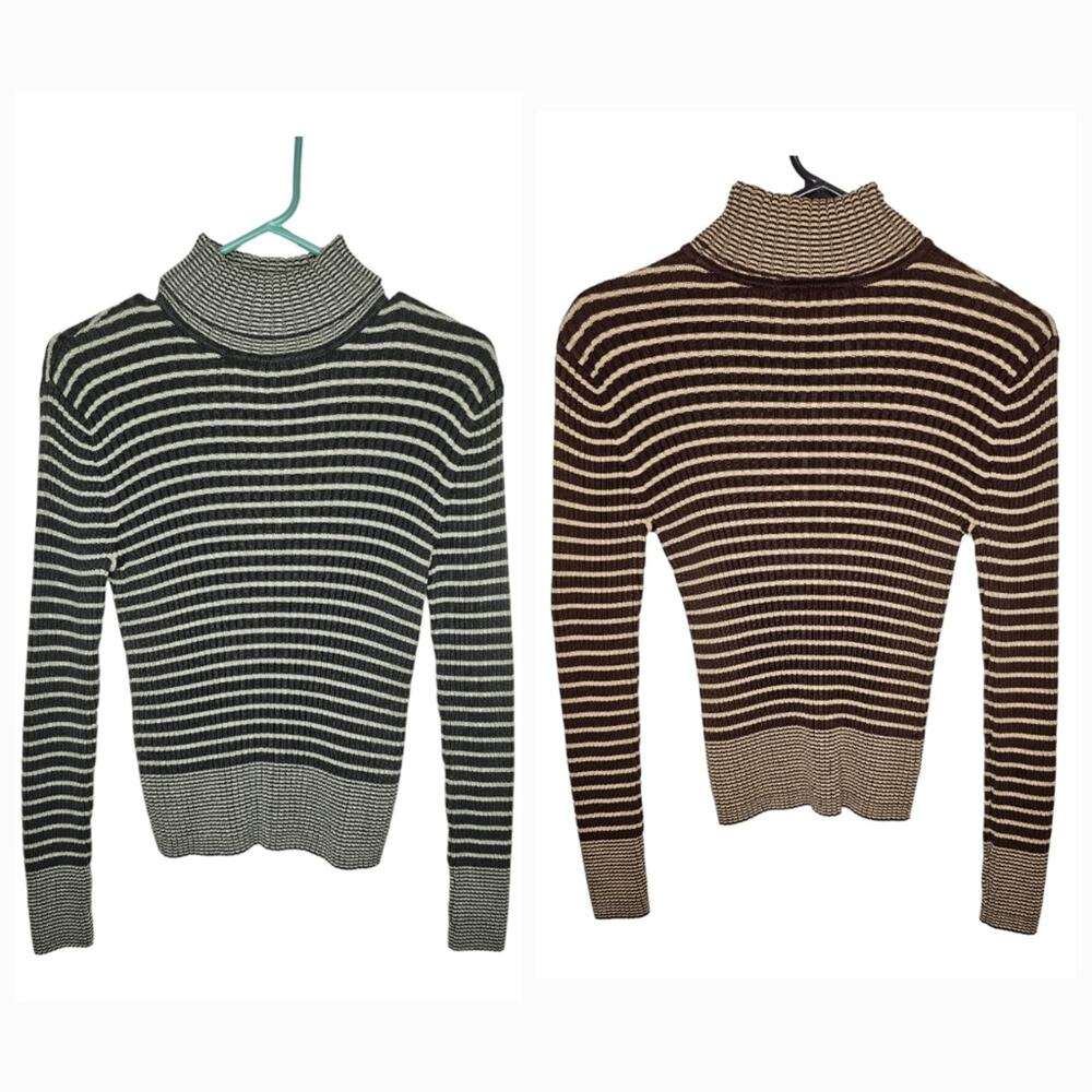Hasting & Smith 2 Striped Turtlenecks Long Sleeve Sweater Sm Made in Australia